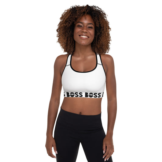 The Boss Padded Sports Bra | White and Black