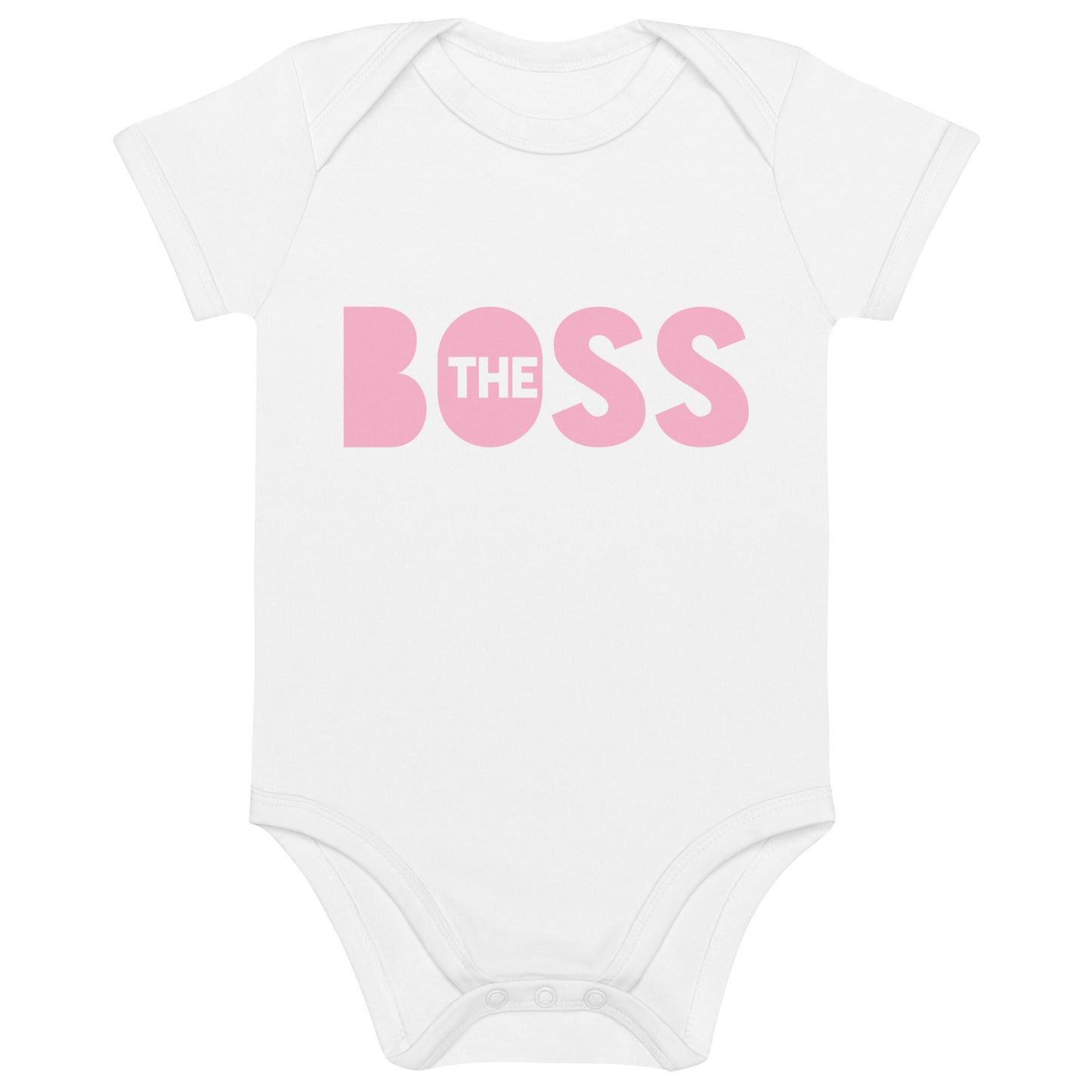 The Boss Organic cotton baby bodysuit | White and Pink